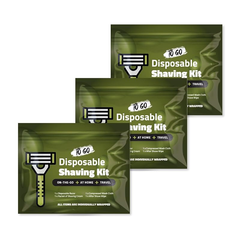 Kit de barbear para viagem pH Advantage com barbeador, creme de barbear, pano e lenço pós-barba, verde, pacote com 3