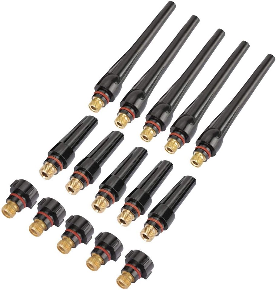 TIG Back Cap Torch Kit, 57Y02 57Y03 57Y04 TIG Torch Accessories, TIG Welding Cups, Compatible with WP-17/18/26 Welding Torch(15pcs57Y02 57Y03 57Y04)
