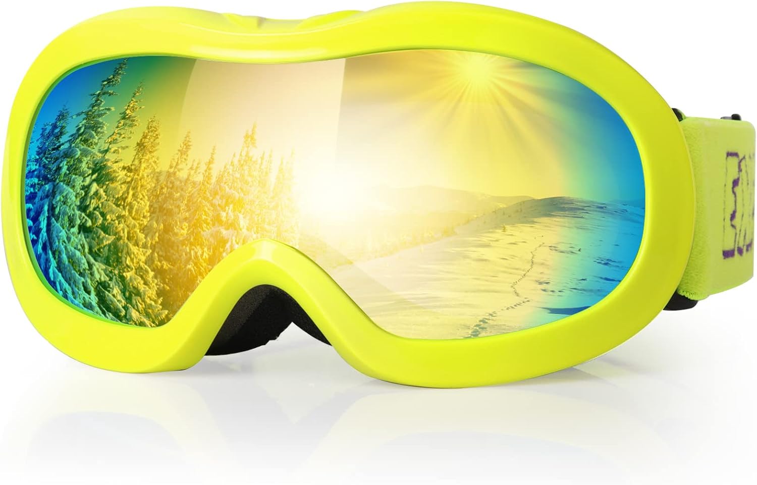EXP VISION Kids Ski Goggles, Anti-Fog Child Snowboard Goggles Over Glasses Snow Goggles for Boys Girls Toddler Age 3-14