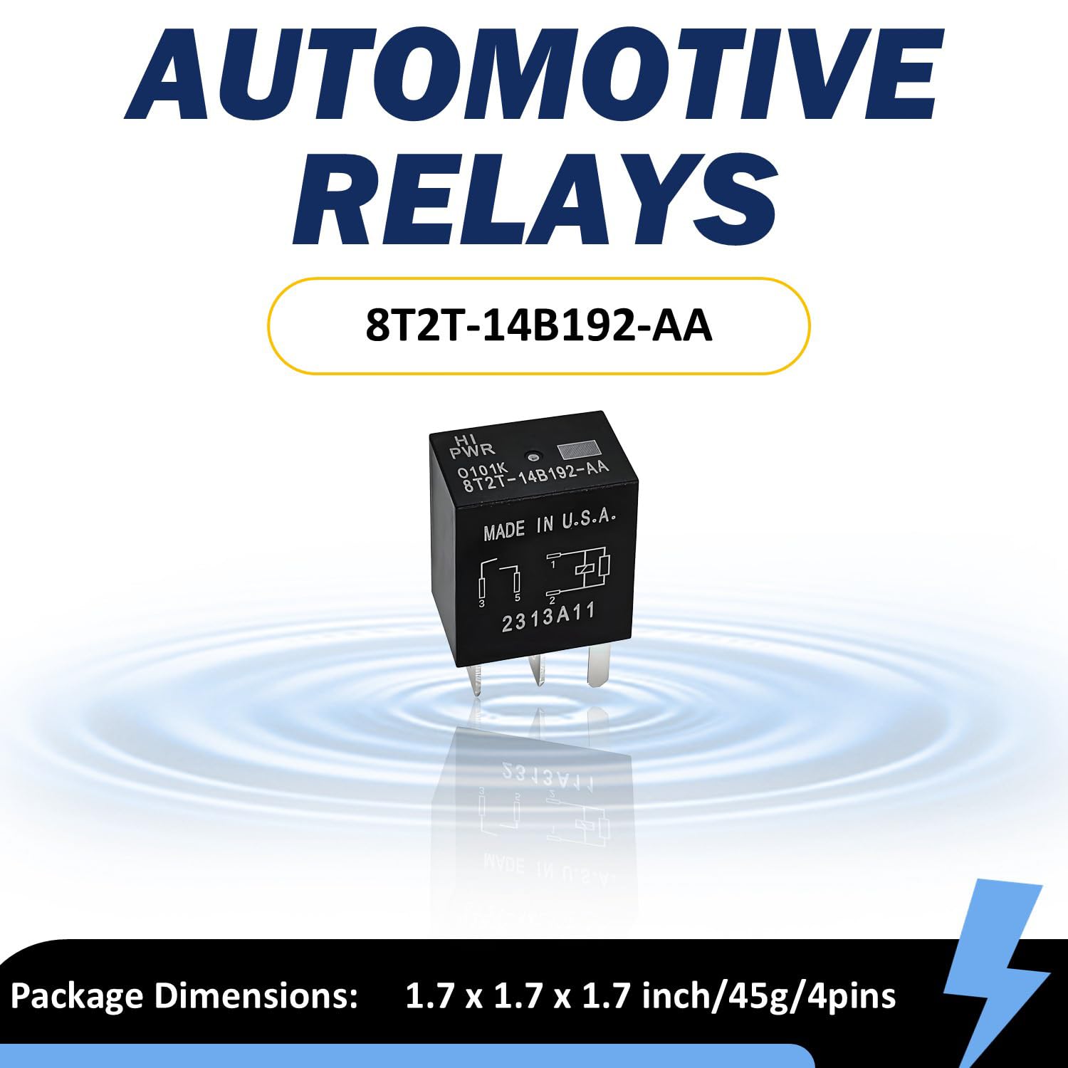 8T2T-14B192-AA Automotive Relay 4-Pack - 12VDC Direct Compatible for Select Ford Models