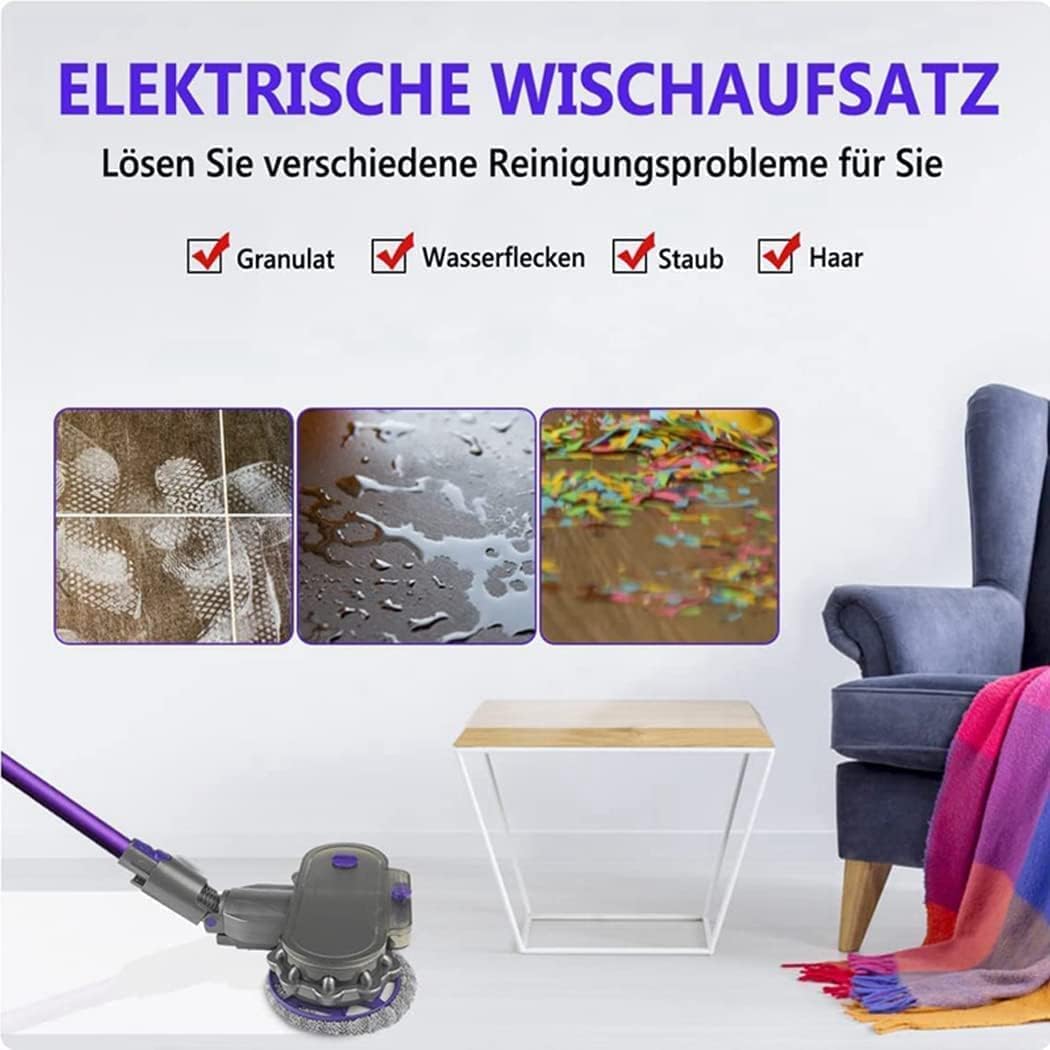 Electric Mop Head Attachment for Dyson V10 Slim/Digital Slim /V12 Vacuum Cleaner, with Water Tank + 12 Washable Mop Pad