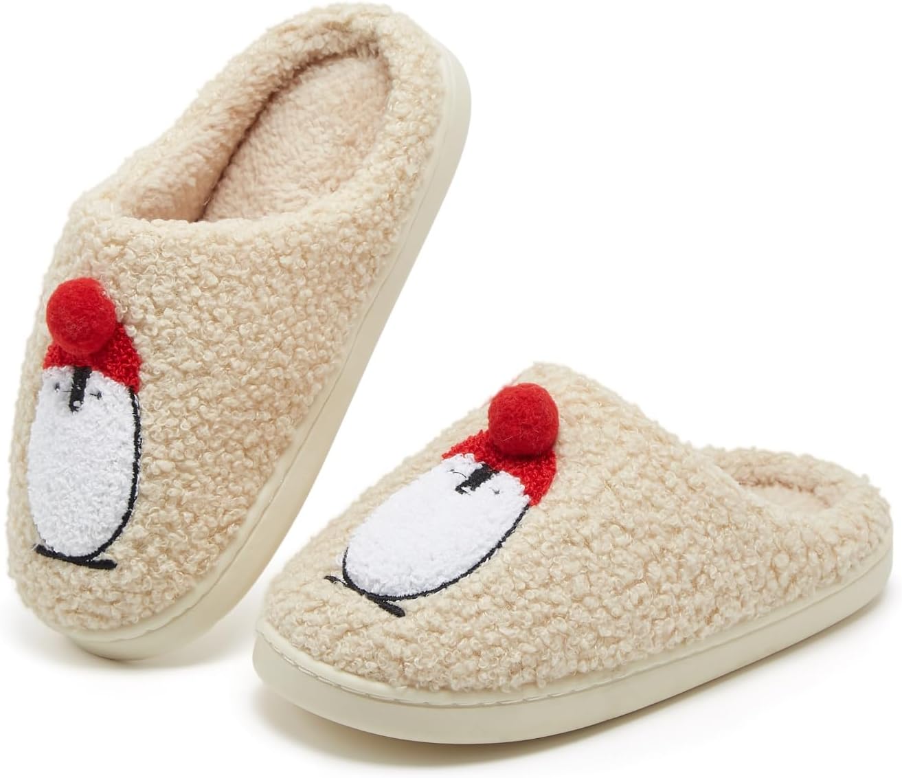 Kids Winter Plush Cartoon Penguin Slippers Boys Girls Fuzzy Non Slip Indoor Floor Slippers
