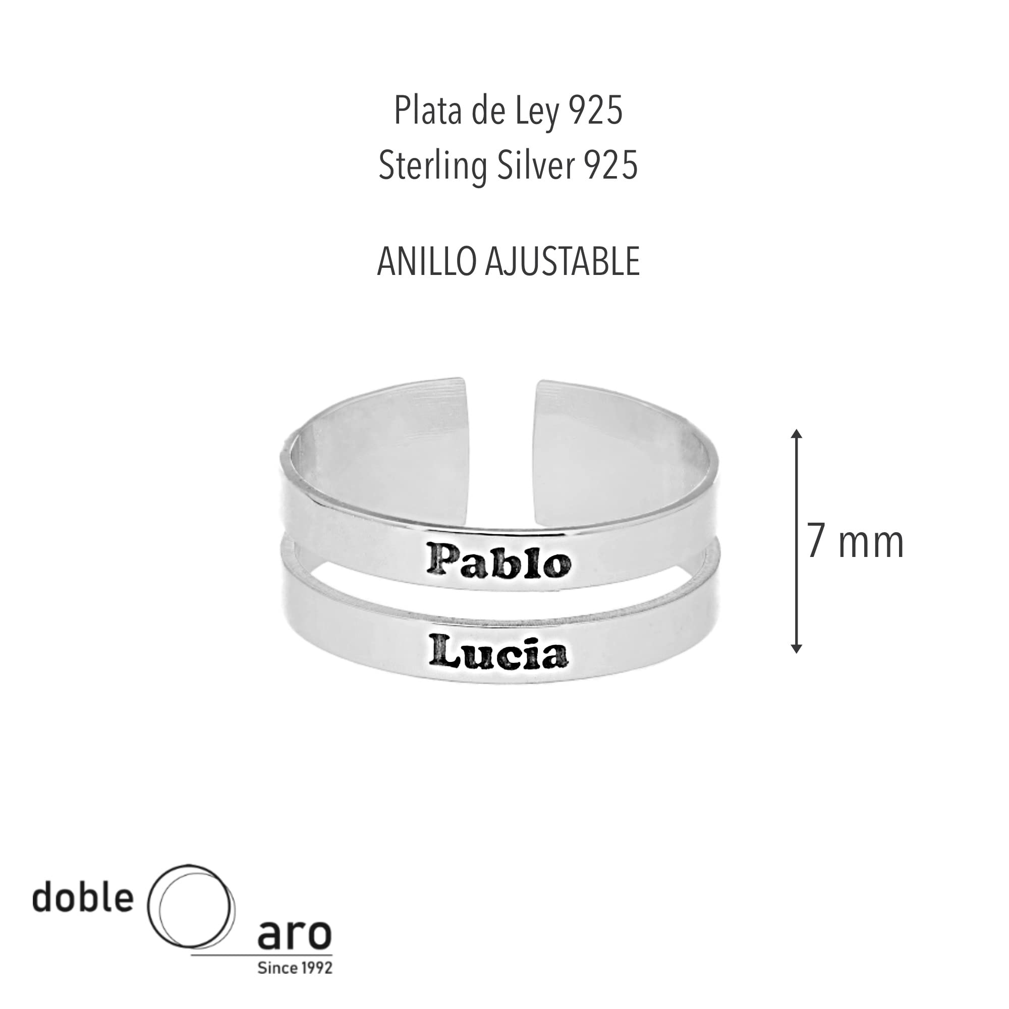 Anillo Datos de Nacimiento Personalizado para Mujer - Grábalo con los datos de tu Bebé - Plata de Ley 925/1000 Adaptable
