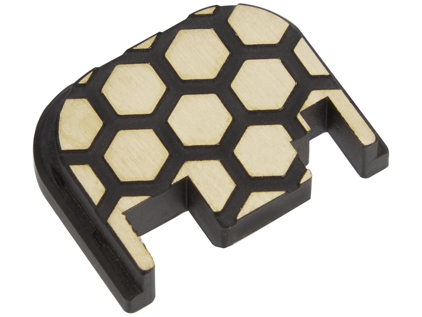 NDZ Performance Rear Slide Cover Back Plate for Glock Gen 1-4 Models 9MM .40 S&W .357 SIG .45 Gap Laser Deep Engraved in Brass Black Cerakote - Honey Comb Pattern