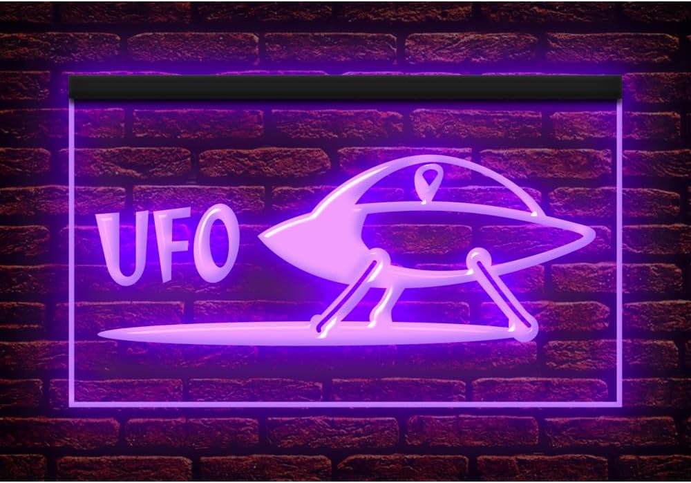 220046 Space Ship UFO Game Room Toy Shop Display LED Night Light Neon Sign (16" X 12", Yellow)