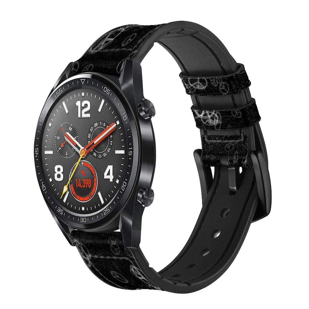 Peace Sign Bracelet de Montre Intelligente en Cuir et Silicone pour Wristwatch Smartwatch Smart Watch Taille (20mm)