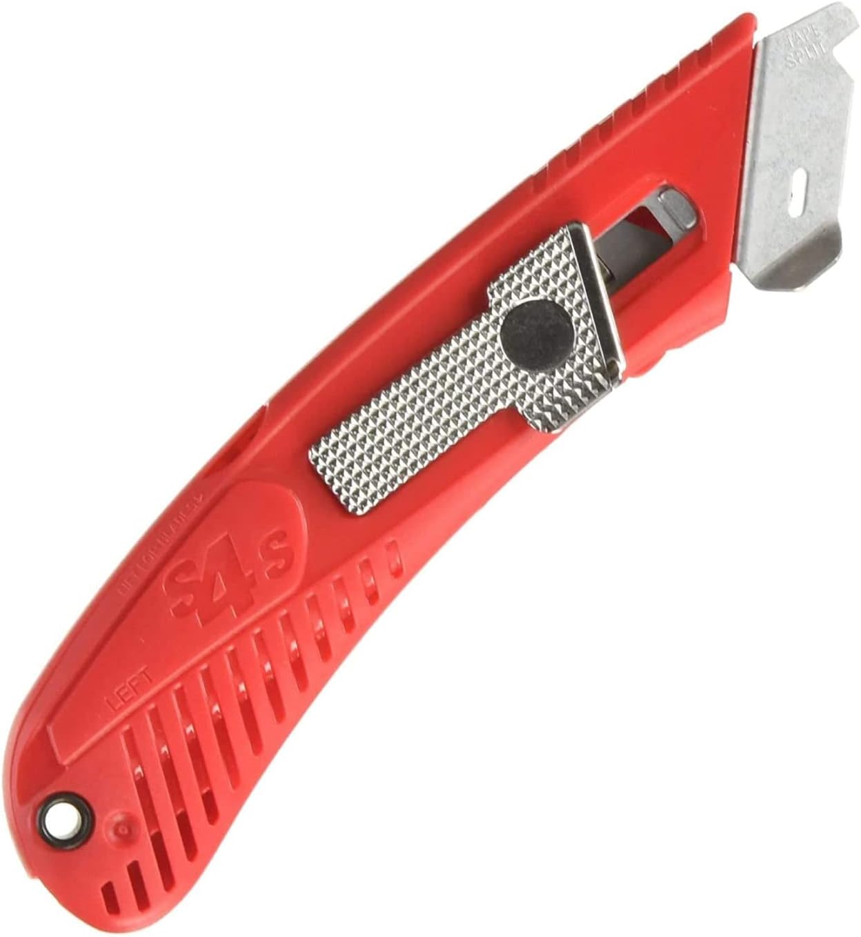 S4SL (New E21204-2) Self-Retracting Safety Cutter Fixed Metal Guard for Damage Protection, Retractable Utility Knife with Bladeless Tape Splitter, for Warehouse & In-Store Cutting