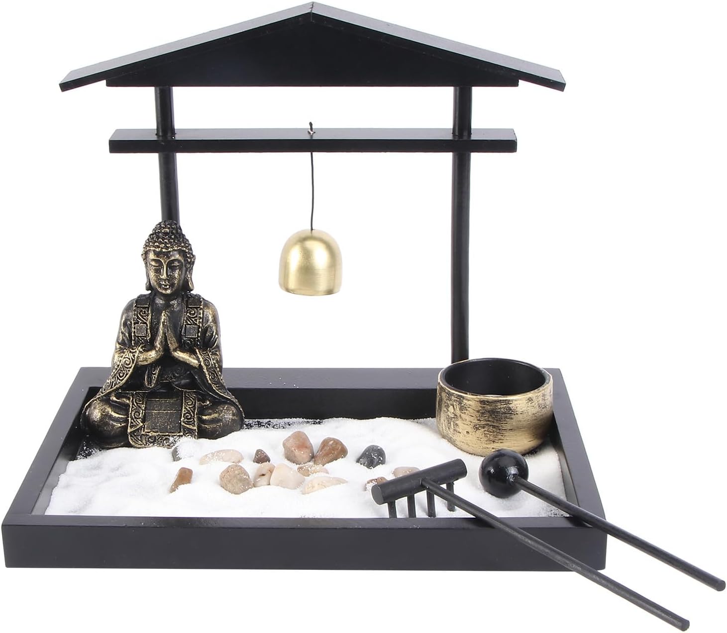 LIFKOME Chinese Buddha Statue Decor Sand Table Ornament Resin and Wood Material for Aroma Candle Holding and Home Desktop Decoration, for Meditation and Spiritual Interior Accents