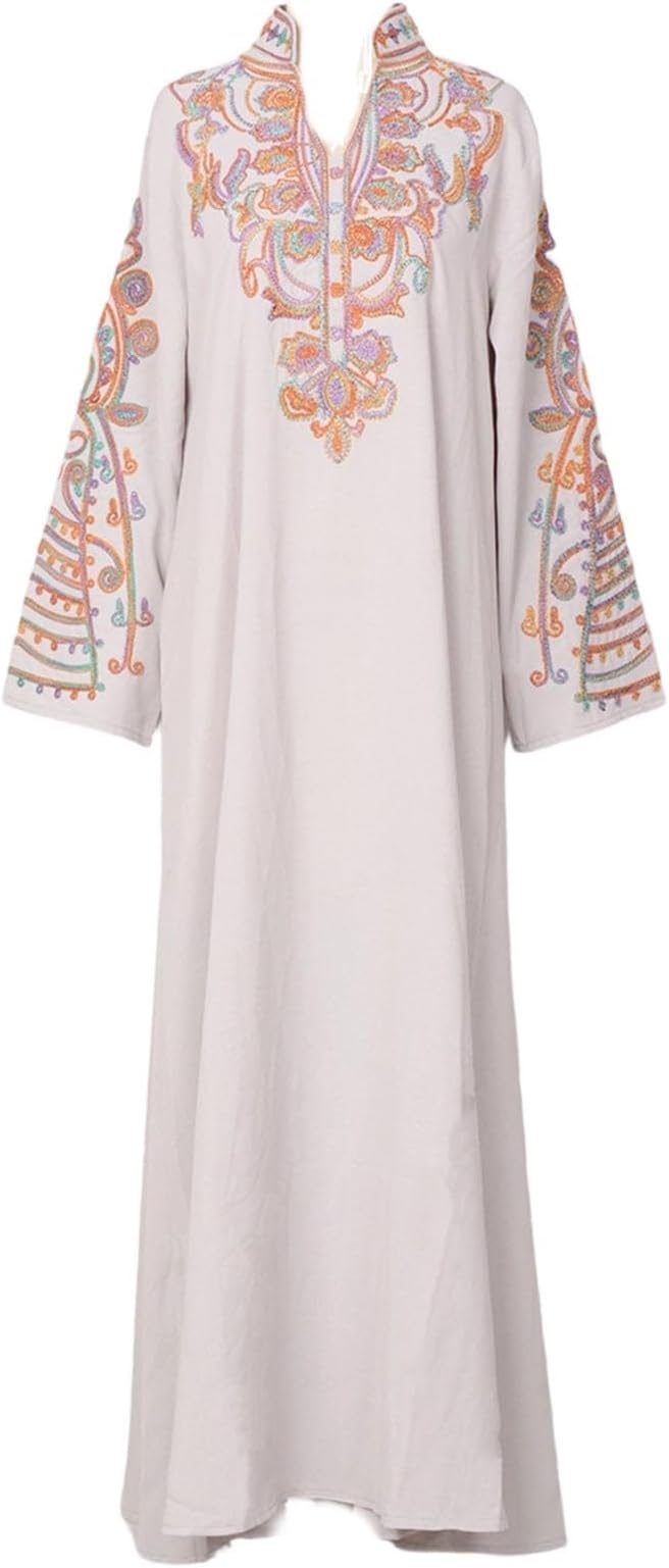 Elegant Long Sleeve Abaya Dress with Rope Embroidery – Evening Gown for Everyday Casual and Travel Wear