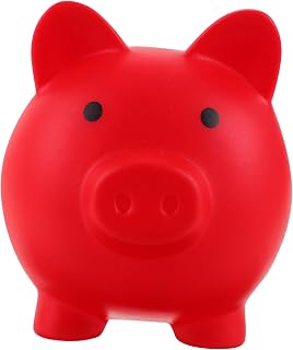 Unbreakable Piggy Bank Cute Pig Shaped Coin Saving Pot for Birthday Red Small Desktop Decor Vinyl Money Container