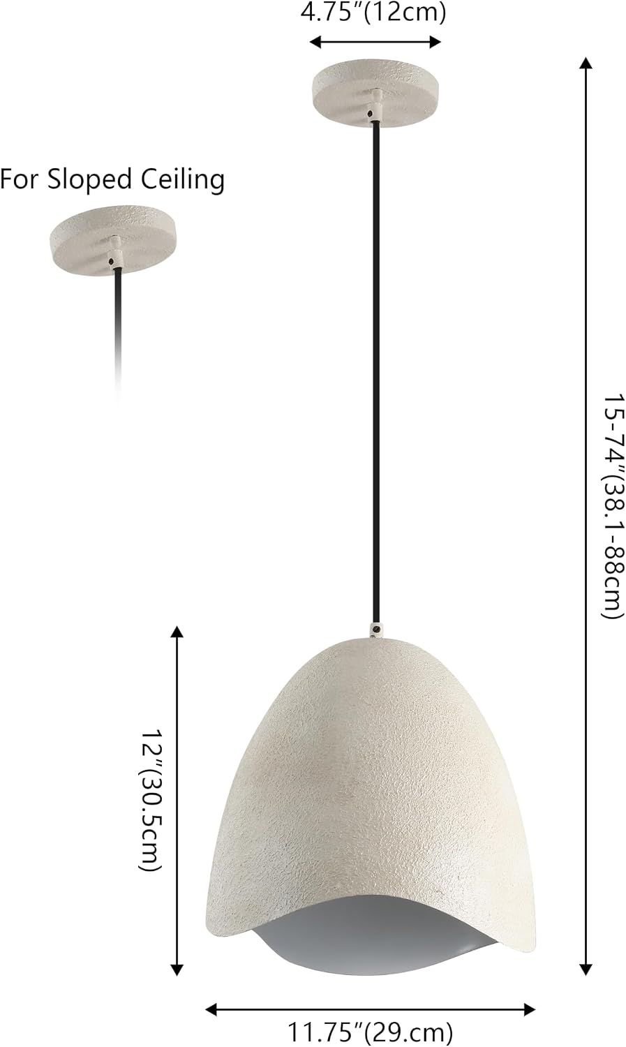 JONATHAN Y Luella 11.75" 1-Light Scalloped Plaster-Look Pendant, Cream image 3