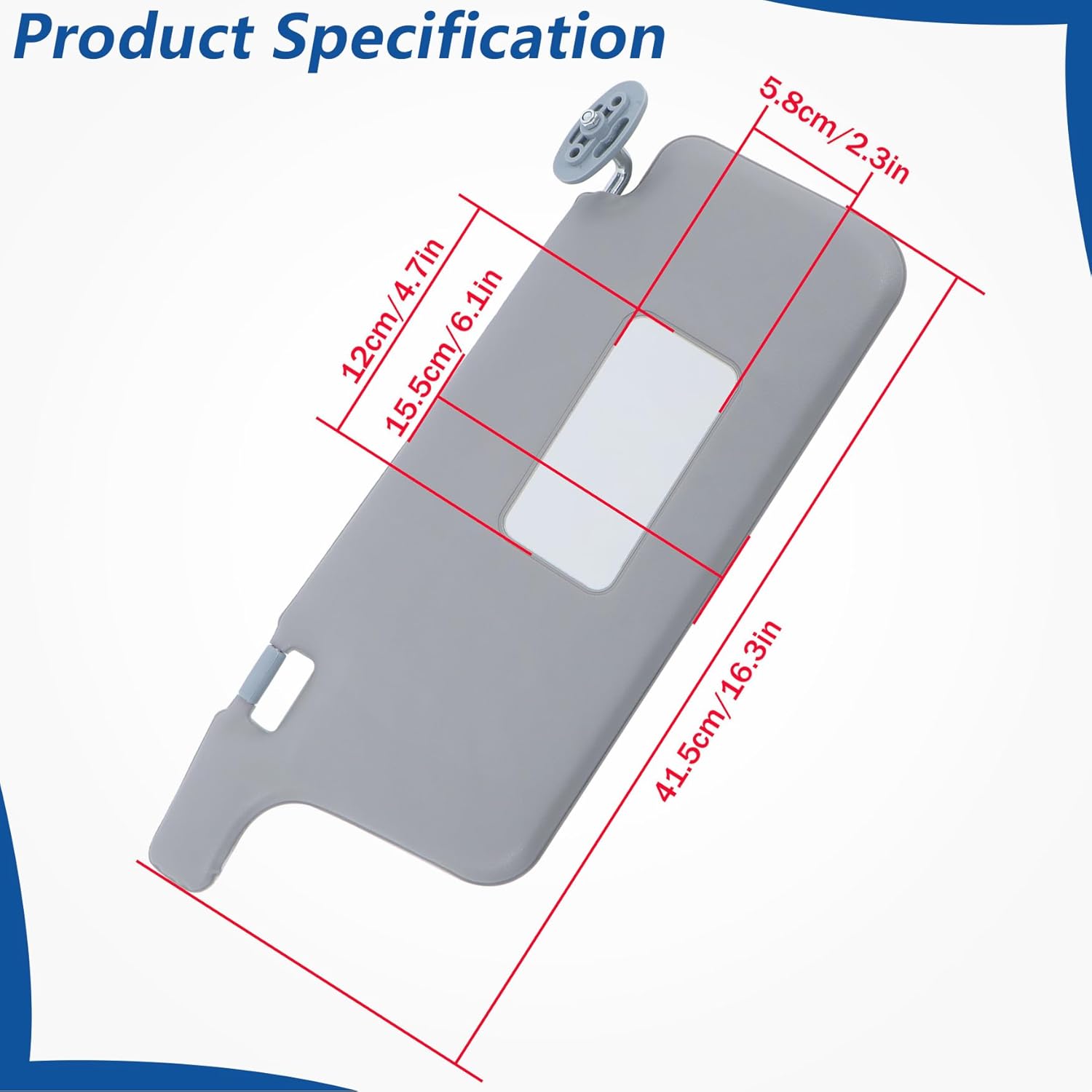 WFLNHB Sun Visor Driver Side and Passenger Side with Mirror Gray Replacement for Honda Civic 1996-2001