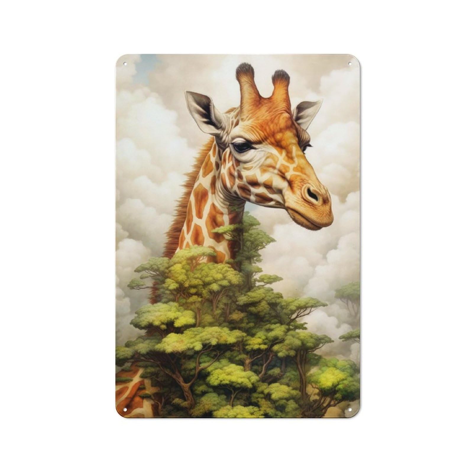 Junmoney Giraffe Animal Art Industrial-Style Metal Sign 30X20cm For Home Bar Wall, Housewarming Wall Decor For People Furnishing Home Bar