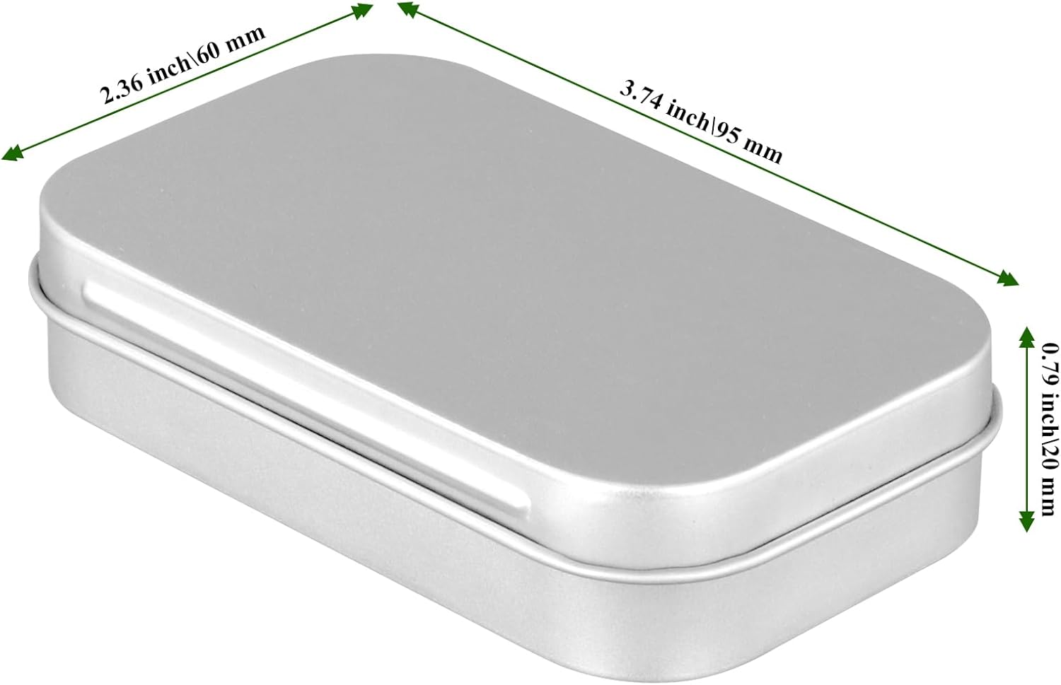 50Pcs Metal Hinged Tin Box Container Bulk, 3.7 x 2.4 Inch Empty Rectangular Small Hinged Tins with Lids for Craft Organizing, Small items, Silver