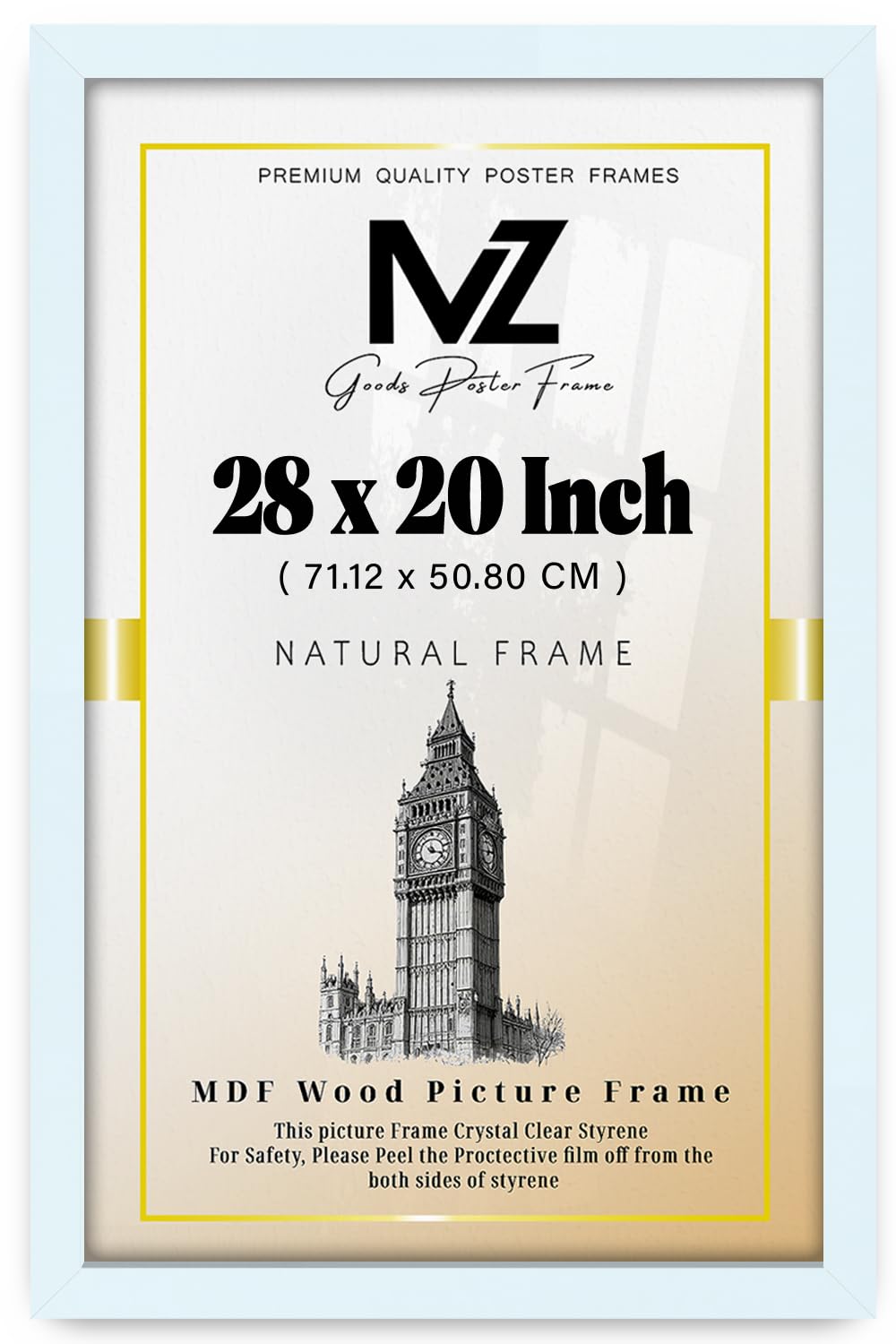 MZ GOODS | White 2' 4" x 1' 8" Poster Frame (71.12 x 50.80 CM) Museum Quality, Ideal for Art Enthusiasts, Ready to Hang High-Definition Prints 28 x 20 Inch [ White ]