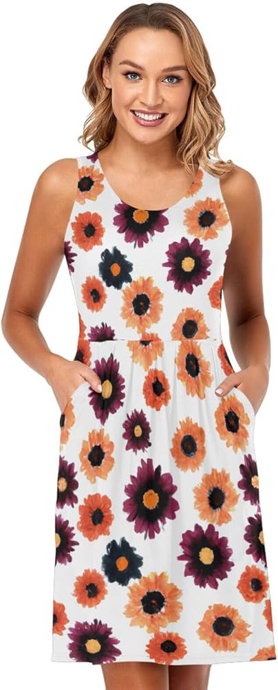 orange tank dress a line Burnt Orange & White Sequin Trim Cut Out Tank Dress – Queen of Sparkles main image 1