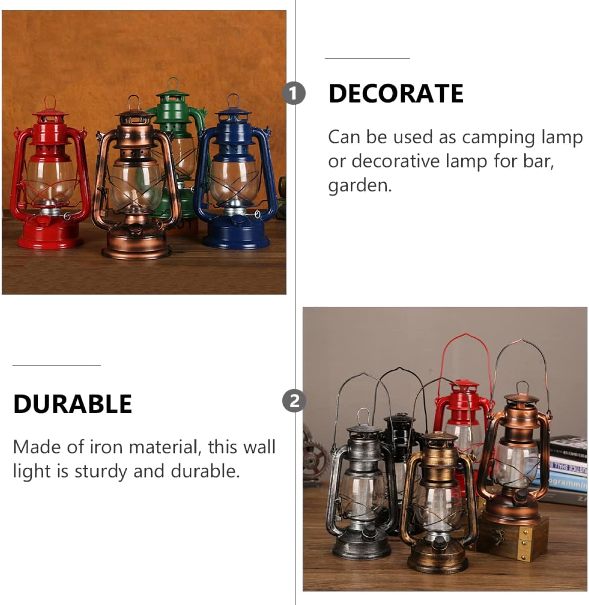 Garneck 1pc Retro Led Kerosene Lamp Rechargeable Outdoor Camping Lantern Vintage-Style Night Light for Home Travel for Camping Hiking and Emergencies Warm Finish