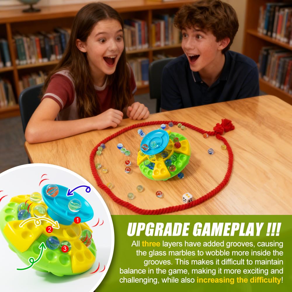 OUPADOS Three-Tier Marble Balance Toy Wobble Marble Balance Stacking Game with 60 Exciting Colorful Glass Marbles - Image 2