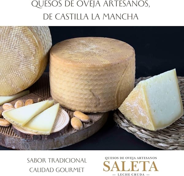 SALETA® Cesta Quesos Gourmet Regalo | Queso Oveja de La Mancha | 4 Cuñas Queso Curado, Semicurado, Añejo y en Aceite de Oliva Virgen Extra | Surtido de quesos "Pack Más Premiados 1Kg" - 5