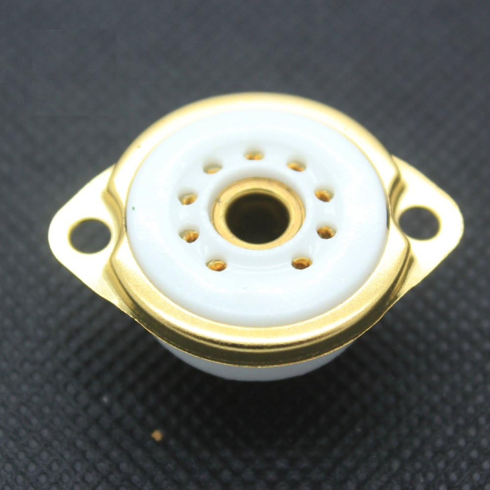 10PCS 9PIN Ceramic Gold Vacuum Tube Socket For 12AX7 12AU7 EL84 Audio Tube Amps