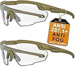 HUNTERSKY HTS 2 pk Adjustable, Non Slip, Lightweight Safety Glasses, Green Frame with Clear Lens, S57, 2 Pieces