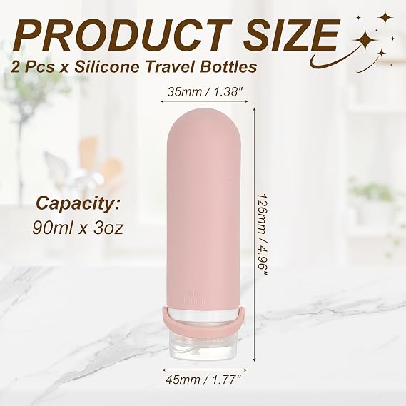 sourcing map Silicone Squeeze Bottle 2Pcs 3oz Pink