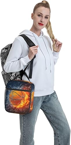 Miniatura 7 de Bolsa de almuerzo de baloncesto, bolsa de almuerzo aislada, contenedor reutilizable, bolsa de almuerzo enfriadora para niñas y niños, picnic viajes