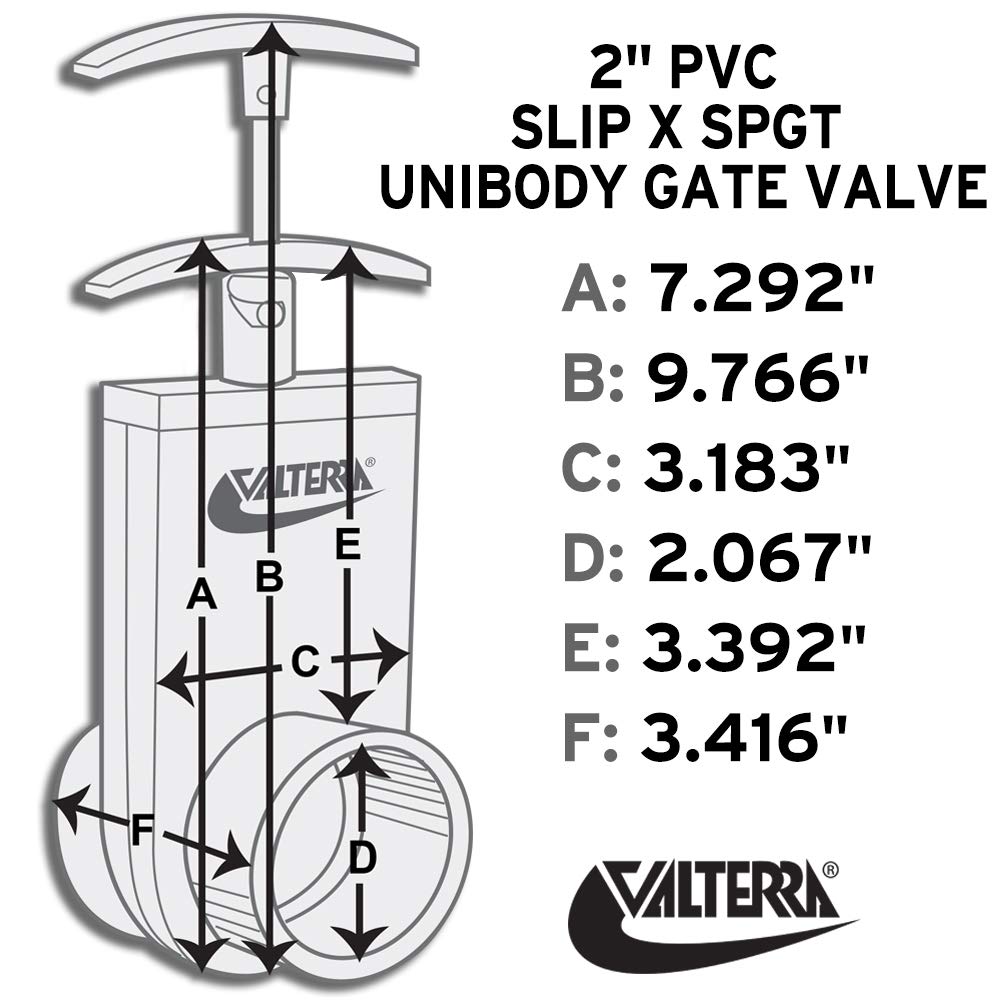 Valterra 2202X PVC Unibody Gate Valve, White, 2