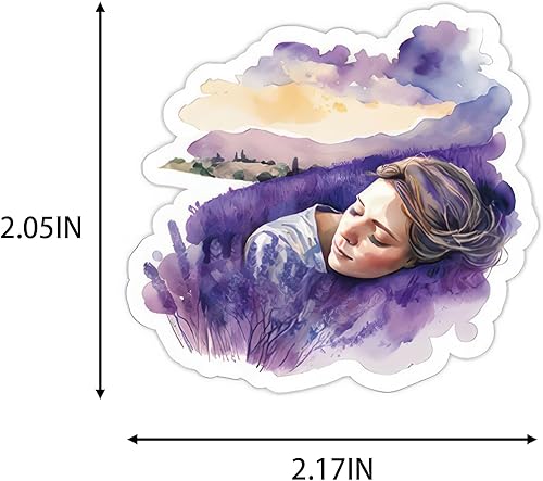 Miniatura 6 de Calcomanías de anime para niña, lindas 60 calcomanías de lavanda, calcomanías estéticas moradas para niñas y niños, calcomanías botánicas kawaii