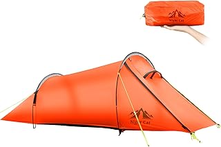 Night Cat Tunnelzelt 1 Personen Wasserdicht: Ultraleichtes Zelt 1.5 KG für Fahrradtour Kleines Packmaß Trekking Camping
