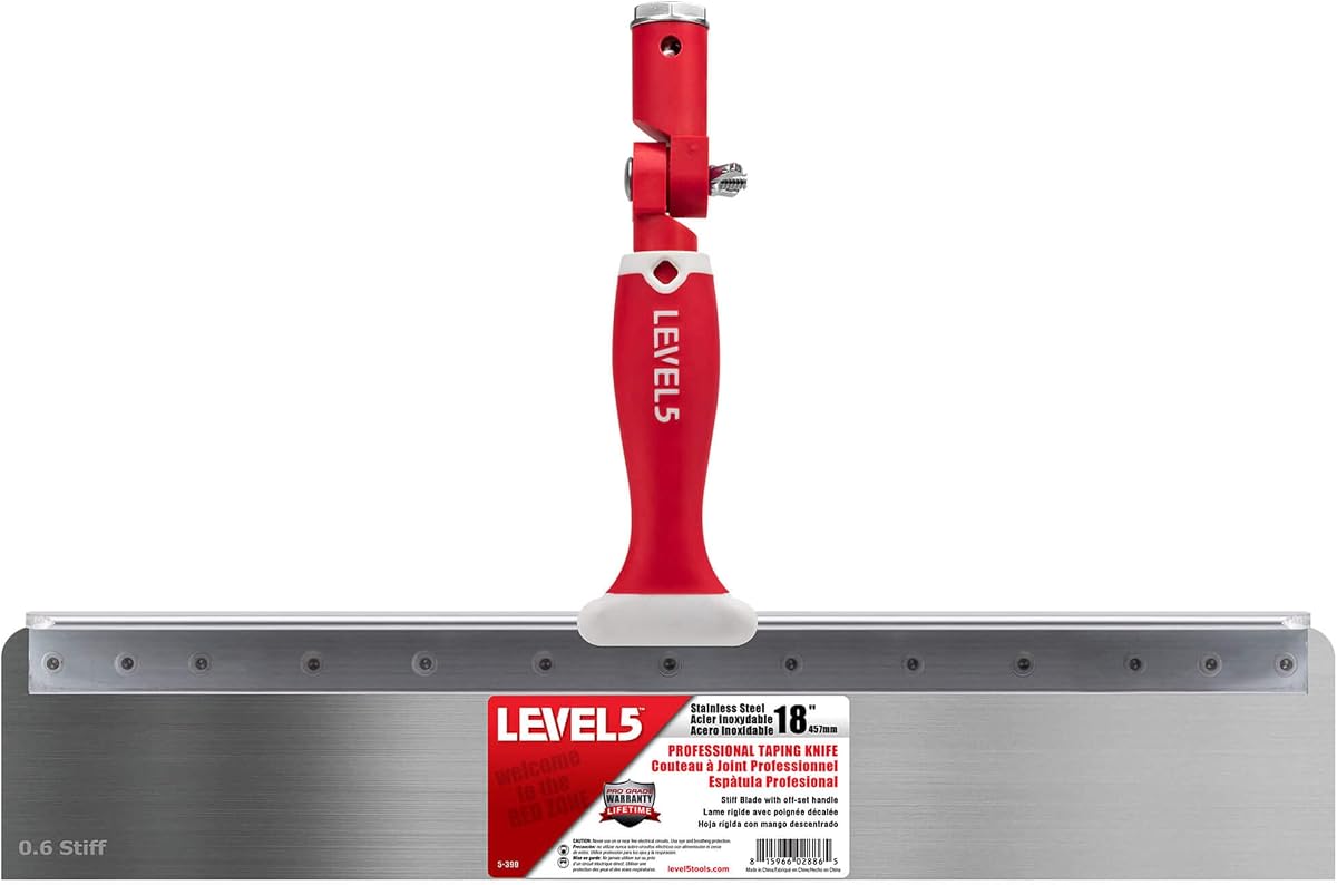 LEVEL5 18" Offset Knife, 0.6mm STIFF Stainless Steel Blade | Soft-Grip Handle | 5-390