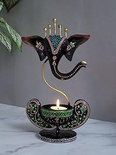 Gunendra Handicrafts Ganesha Tealight Candle Holder for Home Decor Gift Items Iron Metal Ganesh Idol Showpiece Decorative Price In India