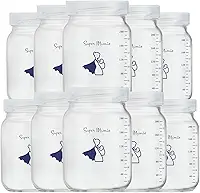 Kit com 14 Potes de Vidro para Armazenar Leite Materno 200ml Com Graduação
