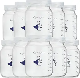 Kit com 14 Potes de Vidro para Armazenar Leite Materno 200ml Com Graduação
