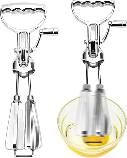 Batidora de mano sin electricidad, batidora de mano de acero inoxidable, batidora de huevo de manivela, batidora de mano de doble cabeza con manivela, batidor semiautomático para claras de huevo,