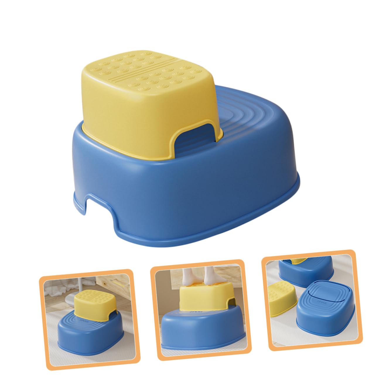 Healeved Plastic Step Stool for Boys and Girls Toddler Safety Footstool Non-Slip Bathroom Stool