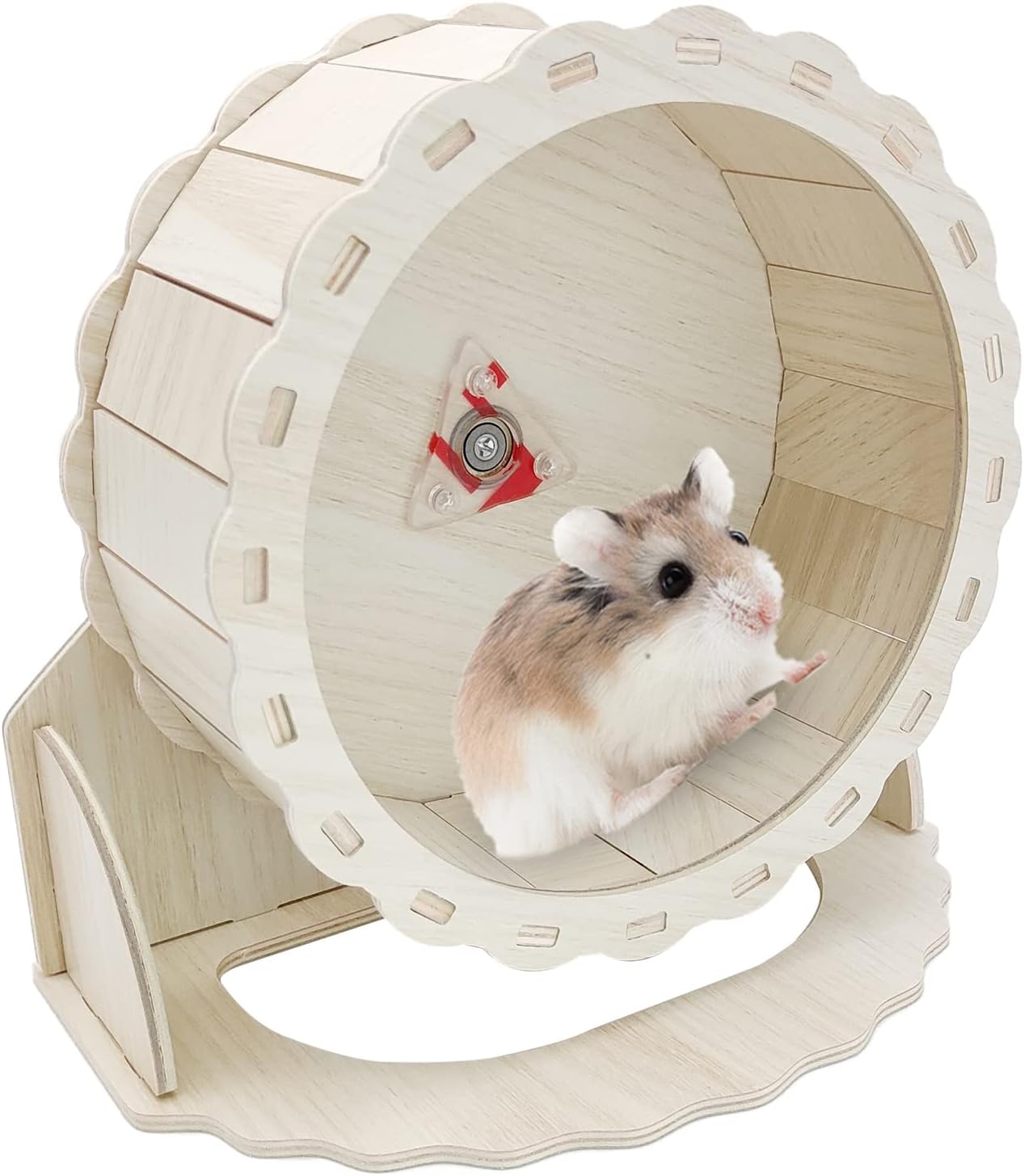 BNOSDM Wooden Hamster Exercise Wheel Silent Hamster Running Wheels with Stand Adjustable Quiet Small Animal Wheel Spinner Toy for Syrian…