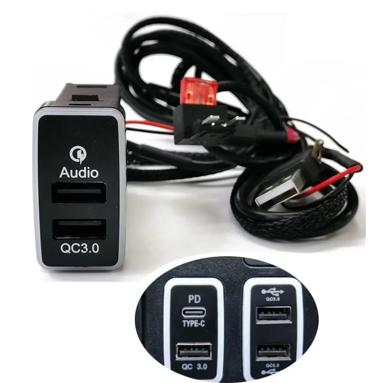 Console Presa USB Compatibile Con Toyota Per FJ Cruiser Per Prado 2006 Telefono Per Auto Presa Ricarica QC3.0 Adattatore Audio Alimentazione Ricarica Adattatore Presa USB