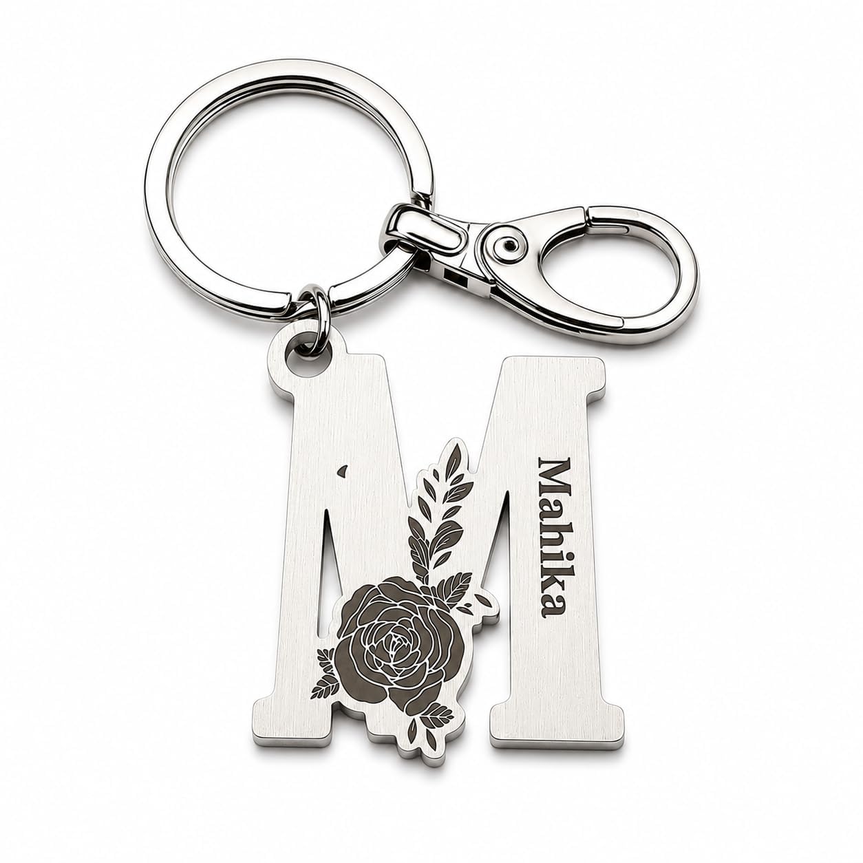 Alphabet Letter Personalized & Customized Key Chain 3.5cm x 4.5cm | Stainless Steel Silver Colour Key Ring for Car, Bike & Home Keys | Stylish Keychain Gift for Men, Women, Boyfriend & Girlfriend-picture-29