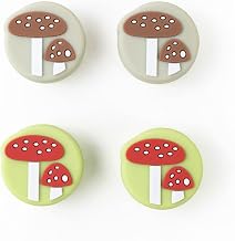 Cute Mushroom Thumb Grip Caps, Compatible with Nintendo Switch/Switch OLED/Switch Lite, Soft Silicone Joystick Caps, 4PCS (Brown&Red)
