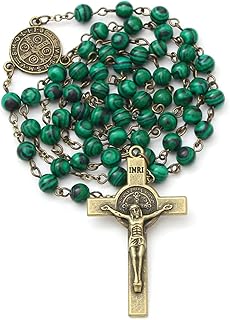 KOMI Rosary Beads Catholic for Women Gemstone Rosary Beads Necklace with Crucifix Cross Crystal Pearl Rosary Rosarios Catolicos Catholic Gifts