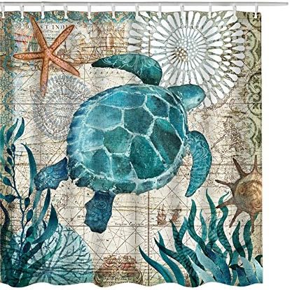 Litthing Shower Curtain Waterproof Polyester Mildew Resistant Thick Polyester Shower Curtain 3D Digital Printed Large Version Size 180 * 180 (Turtle)