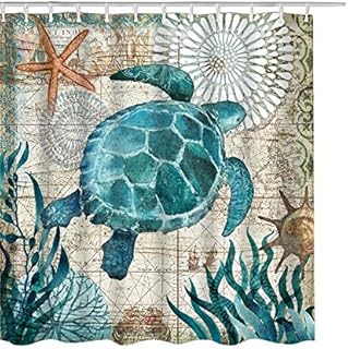 Litthing Shower Curtain Waterproof Polyester Mildew Resistant Thick Polyester Shower Curtain 3D Digital Printed Large Version Size 180 * 180 (Turtle)