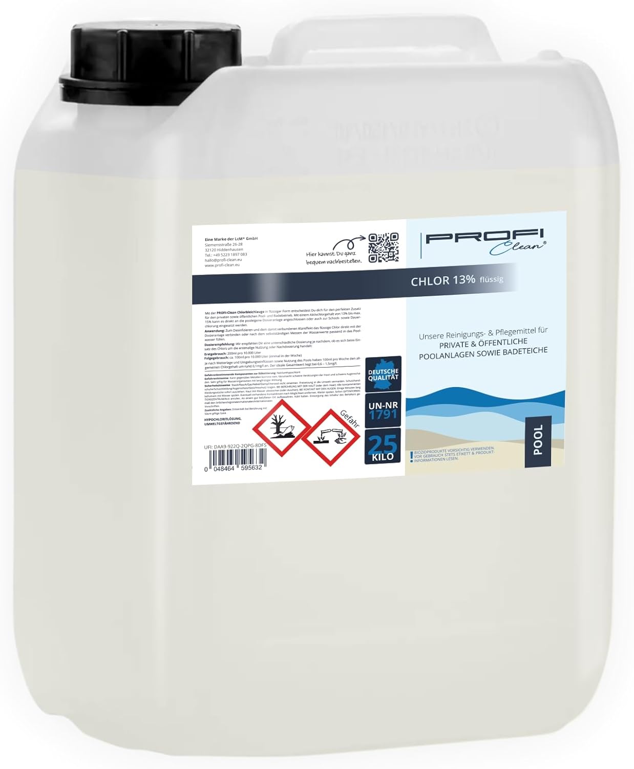 PROFI-Clean® Chlor 13% Aktivchlor Flüssig 25 Kg / 20 Liter Kanister ...
