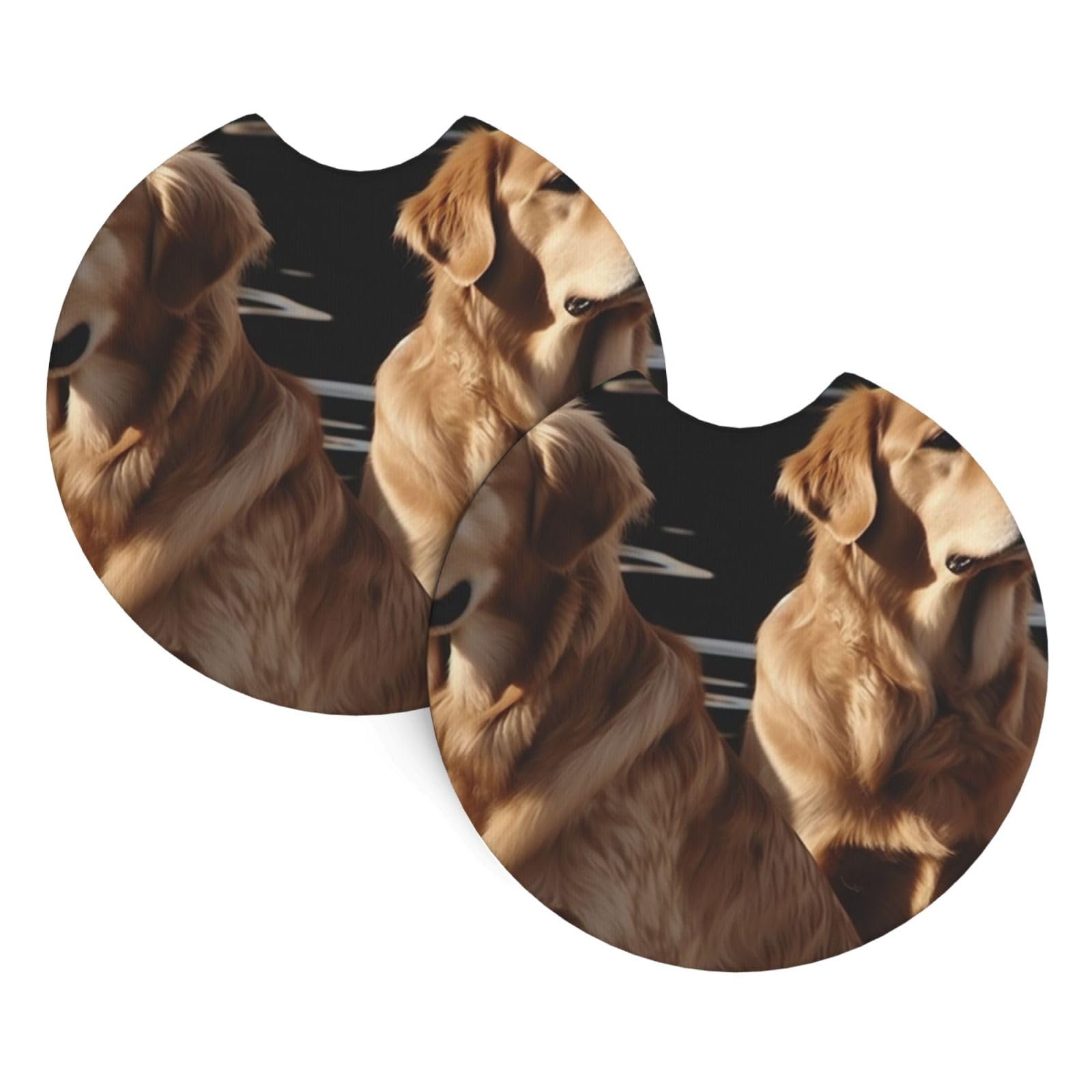 2PCS Car Coaster for Cup Holders Universal Auto Cup Mat Golden Retrievers Cup Coaster Pad 2.7" Waterproof Neoprene Non-Slip Cup Holder Coasters Car Interior Accessories for Women Men