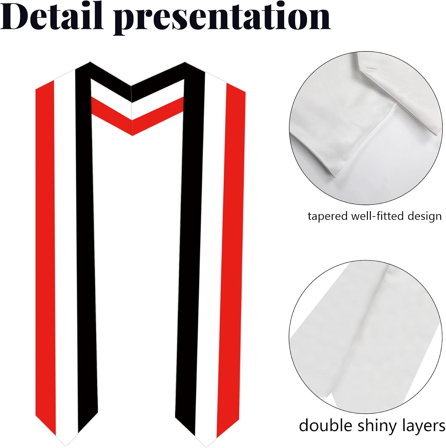 Yemen Flag Graduation Sash Satin Scarf 72" Stole for Abroad Student International Study Class