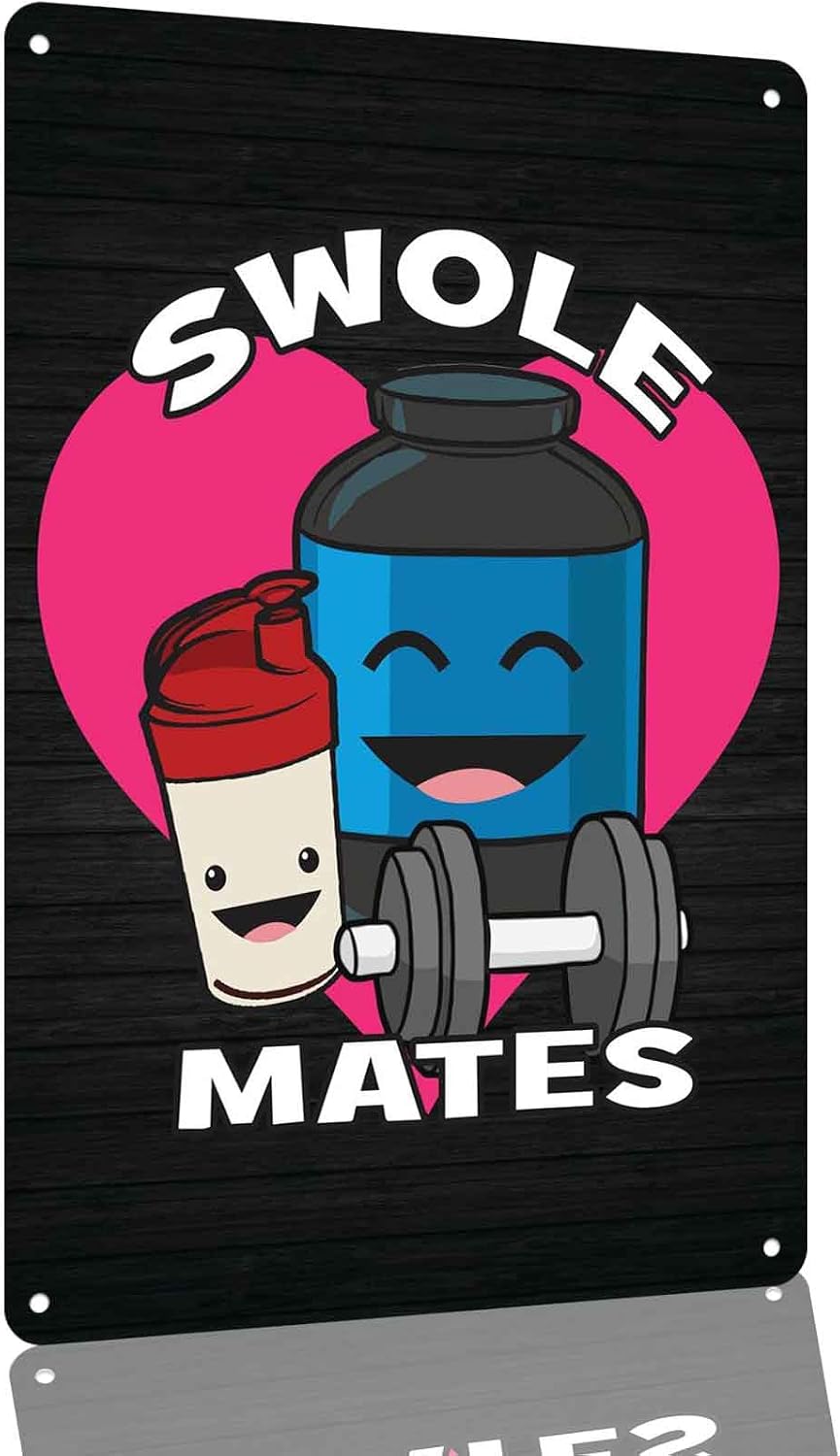 Swole Mates Gym Couple Metal Sign 8 x 12 Inch