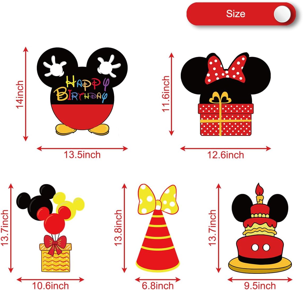 5Pcs Mouse Birthday Party Supplies,Large Cartoon Mouse Yard Lawn Sign Birthday Decorations,Kids Birthday Party Decorations