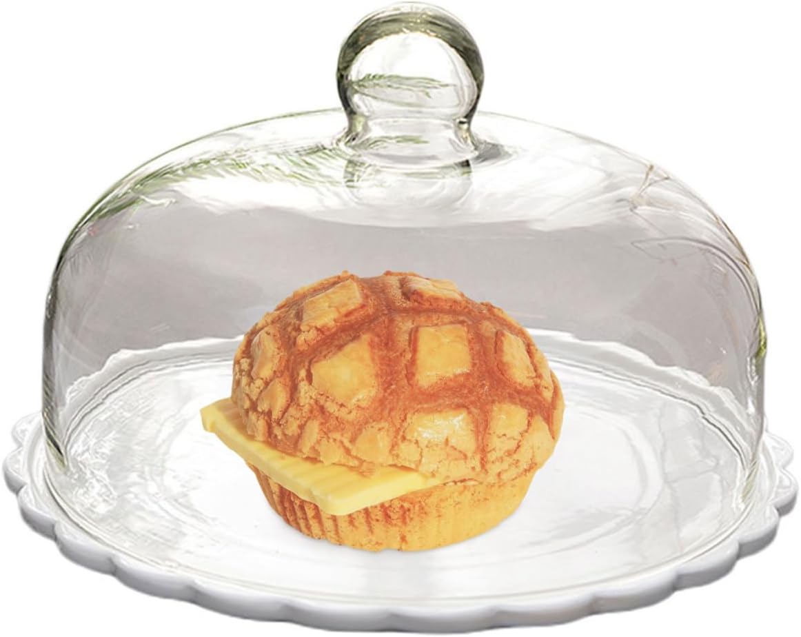 TIDTALEO Glass Cake Serving Platter with Dome Cover, Protective Dessert and Bread Cover, Household Food Display Stand for Kitchen and Party Use