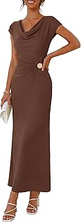 Women's 2026 Summer Elegant Bodycon Maxi Dress Cowl Neck Cocktail Wedding Guest Formal Long Dresses